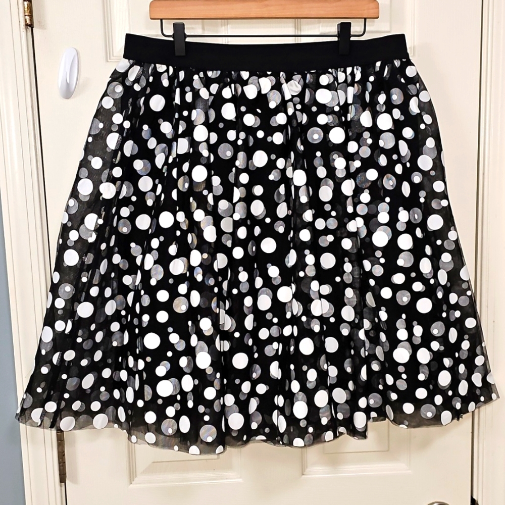 Lane Bryant Tulle Black White A-Line Skirt Y2K Cocktai Party Preppy Quiet Luxury